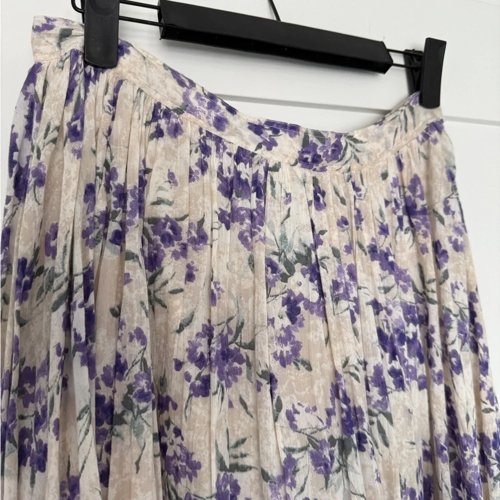 Polo Ralph Lauren Purple and Cream Floral A-Line Skirt - Picture 5 of 9